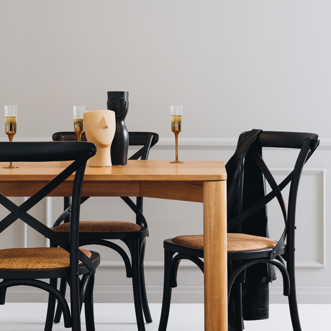 Villa X-Back Dining Chair Aged Black Rattan Seat image 6